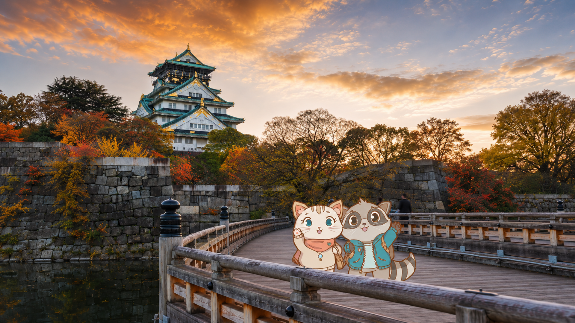 Tabi and Mochi exploring Osaka, Japan