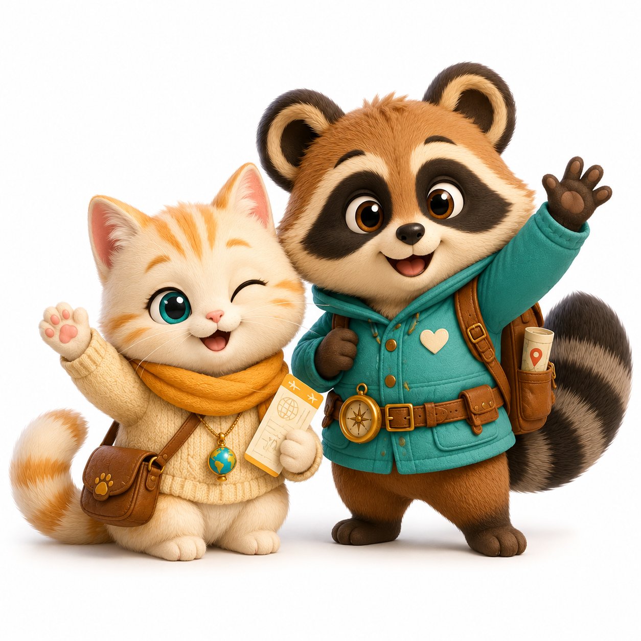 Tabi and Mochi waving